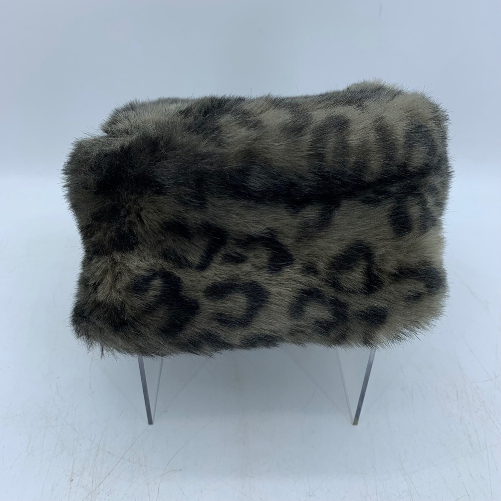 Vtg 90s Y2K Mob Wife Faux Fur Leopard Print Pillbox Hat Animal Print Statement